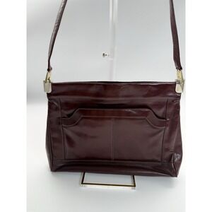 Vintage Lou Taylor burgundy Leather Purse with‎ Built in Swivel Mirror Italy